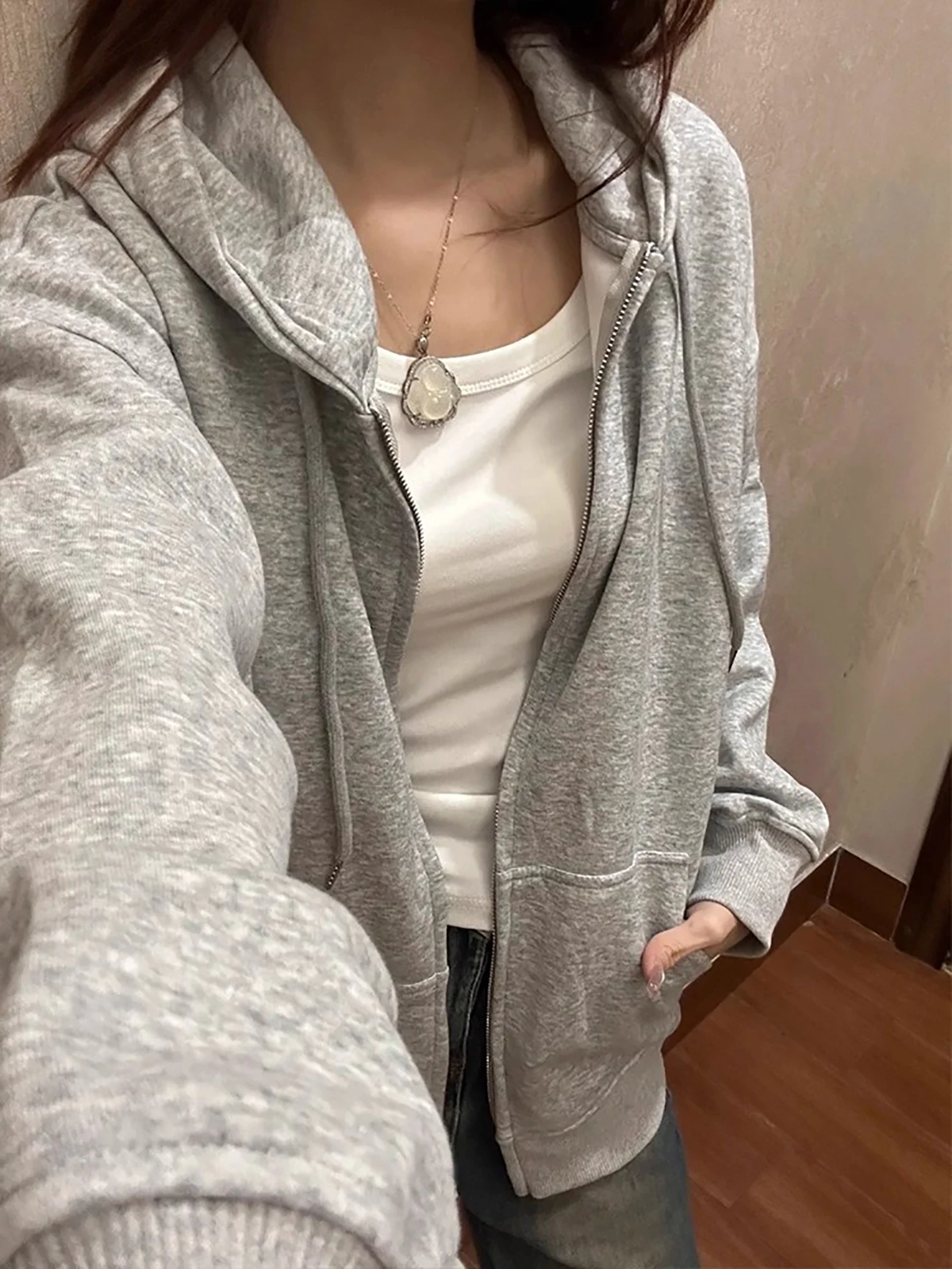 Weißes langes Sve U-Ne Base irt Damen Frühherbst Basic Pure Color Inner Wear Slim Fit Oulder T-Shirt Korean Sle