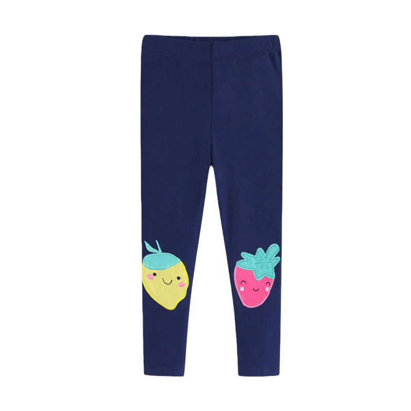 Jumping Meters Strawberry Embroidery Leggings Pants for Kids 2-7T Full Length Skinny Pants Children's Hot Selling Baby Clothes
