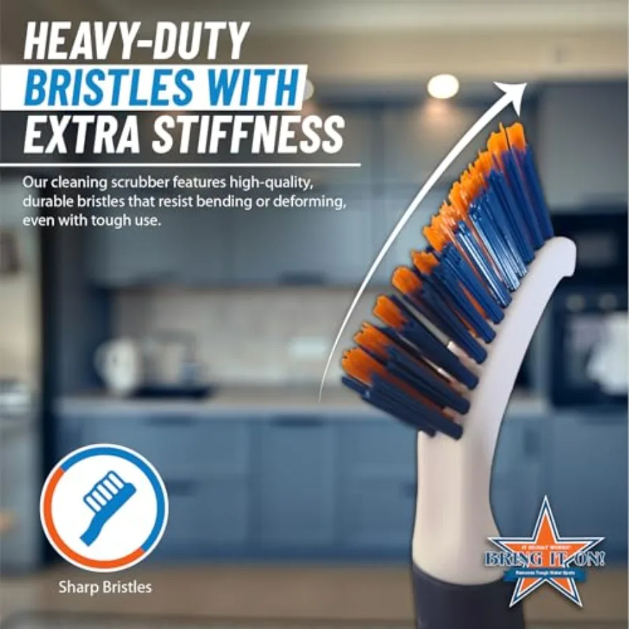 Bring It On Grout Cleaning Brush Crevice Cleaning Brush with Stiff Nylon Bristles, 8-Inch Heavy-Duty Scrub Brush for Tile, Grou