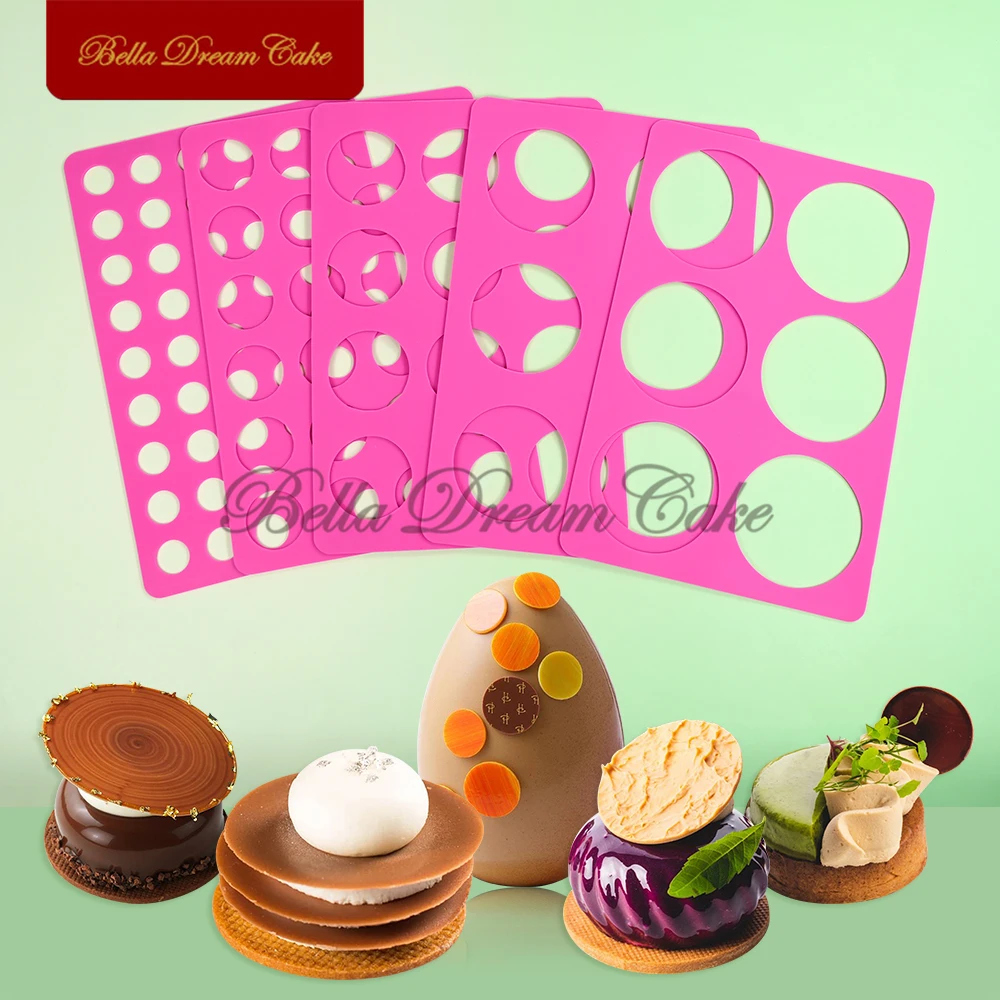 Çeşitli Boyut Yuvarlak Silikon Şablon Tuile Stencil DIY Çikolata Dantel Mat Şeker Pişirme Kalıp Kek Dekorasyon Aracı Mutfak Bakeware