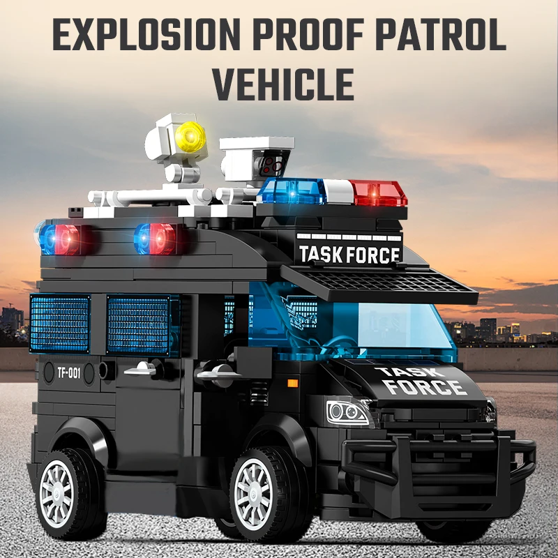 SEMBO 528pcs Military Series Vehicle Building Blocks MOC Dog Models Police Car Assembly Bricks Kids Toys for Boys Birthday Gifts