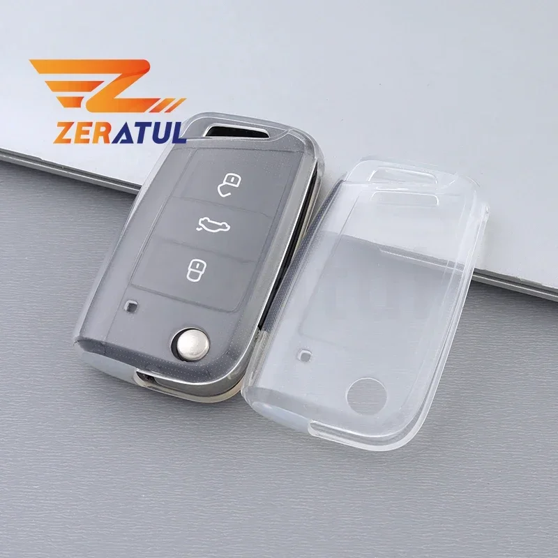 Shell for VW Volkswagen Golf 7 MK7 Tiguan MK2 For SEAT Ateca Leon FR 2 Ibiza For Skoda Octavia A7 TPU Car Folding Key Case Cover