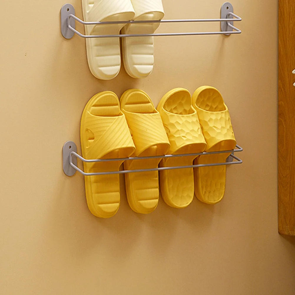

Shoes Storage Rack Heavy Duty Metal Wall Mounted No Drilling Towel Holder For Bathroom Entrance Tiles Glass Dual Bar Tower Rack