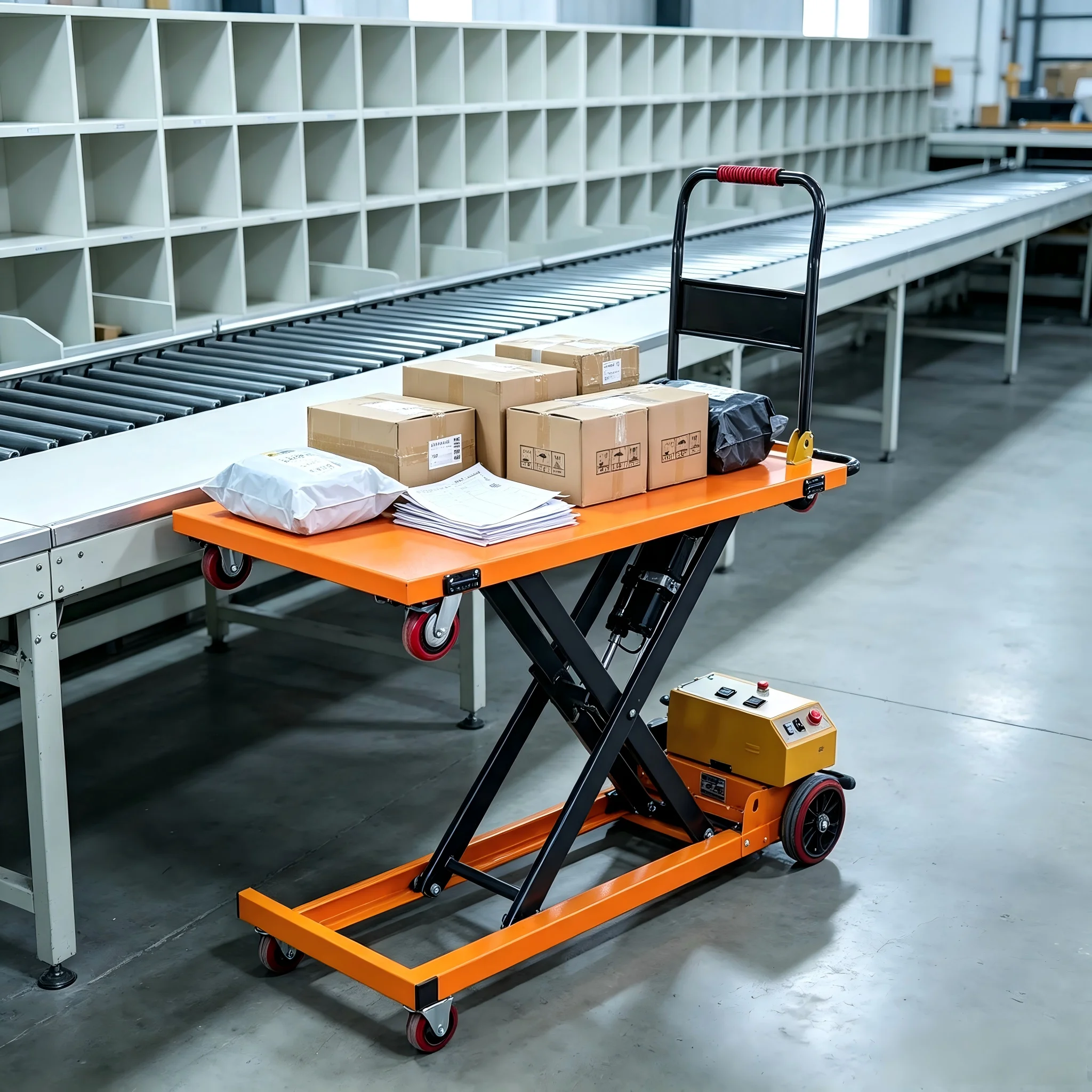 250KG Lifting Trolley Trade Flatbed Greenhouse Trolleys Dolly Electric Hydraulic Transportation Hand Truck Cart