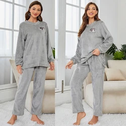 Women's Soft Warm Coral Fleece Pajamas  Set,Long Sleeve Pullover Top and Pants,PJ Set Winter Pajamas Sets Gift