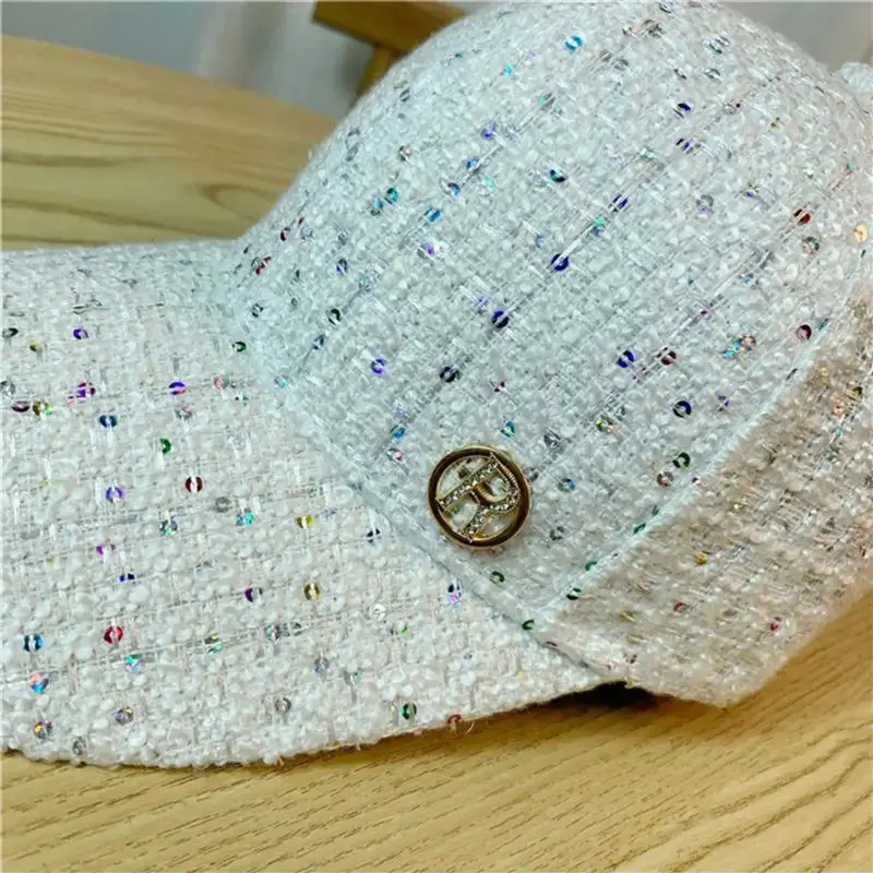 Sequined Baseball Cap for Women Adjustable Back Buckle Sun Hat Streetwear Fans Breathable Mesh Shade Trucker Chapeau Femme