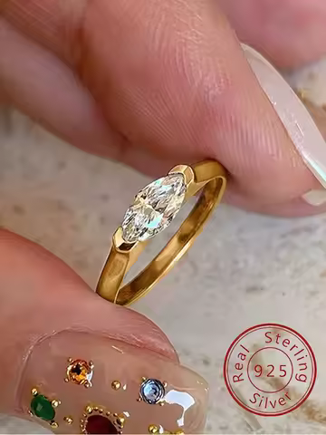 925 Sterling Silver Fashion Simplicity Marquise Zircon Ring For Women Engagement Wedding Luxury High Quality Fine Jewelry