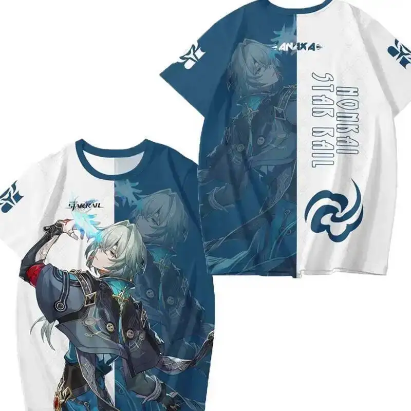 

Аниме-игра Honkai: Star Rail Cos Anaxa 2025, унисекс, S-3XL, свободный новый дышащий подарок с короткими рукавами и принтом для облегчения боли