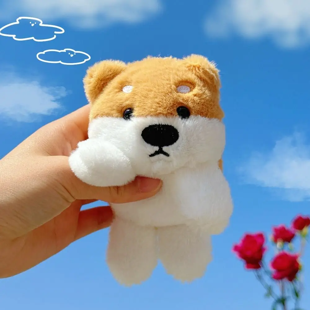 Criativo cão de pelúcia 15cm shiba inu chaveiro kawaii animal boneca de pelúcia brinquedos chaveiro bonito adorável saco pingente encantos