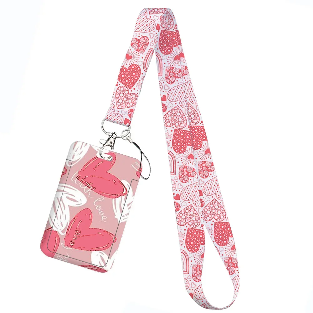 Love Marble Pattern Keychain Holder with Lanyard