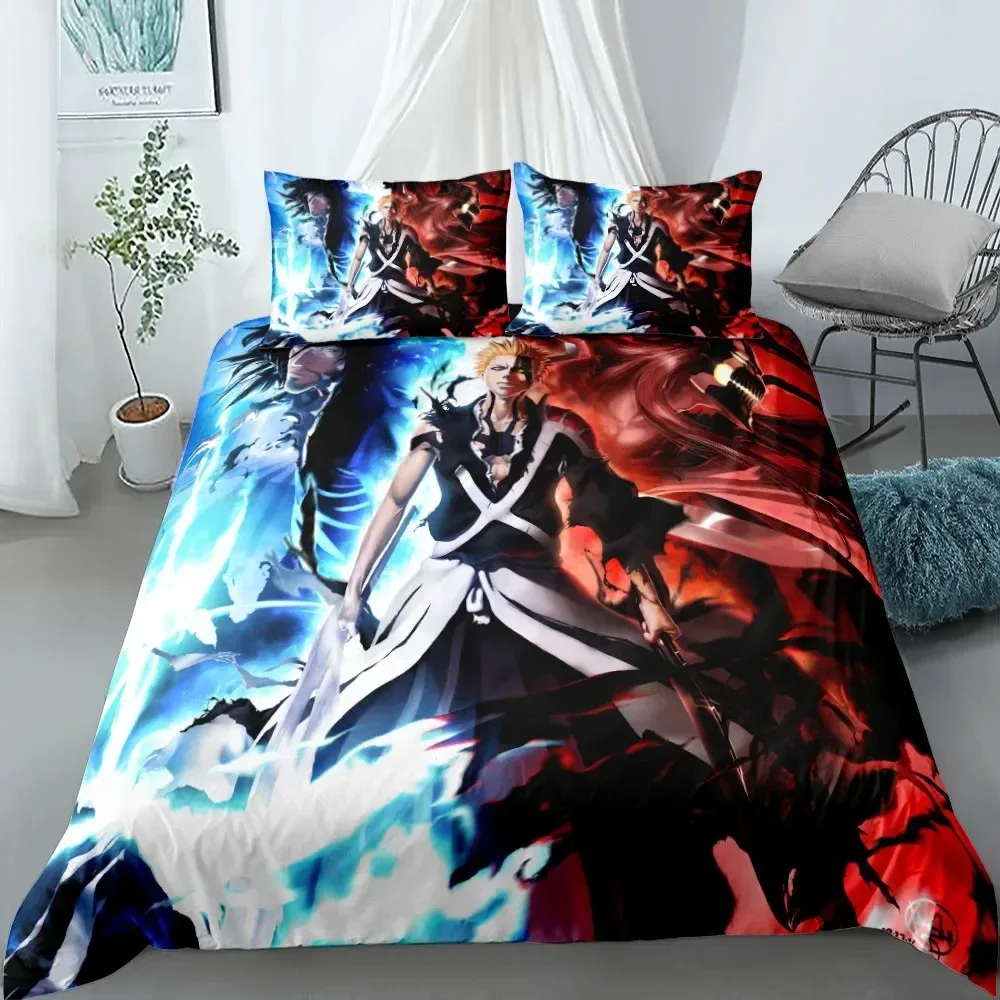 

2025 Anime bleach Boys Bedding Set King Queen Double Full Twin Single Size Bed Linen Set Duvet Cover Bed Set Quilt Cover