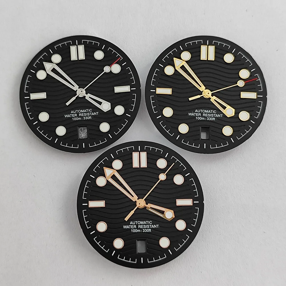 

Циферблат NH35, 31,5 мм, черный, серебристый, золотой, розовый, подходит для механизма NH35 6 o'clock, аксессуары для мужских часов, циферблат, стрелки NH35.