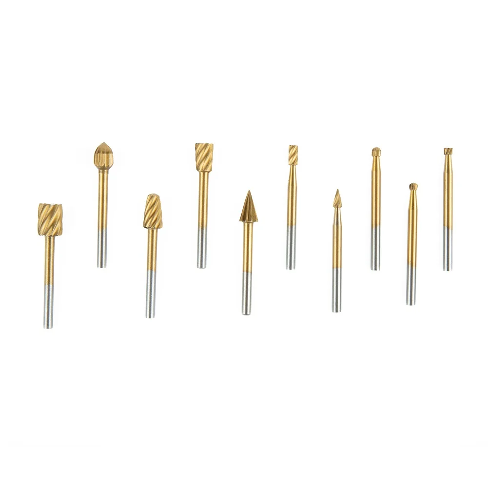 Efficient Tungsten Carbide Burrs Set 10Pcs 1/4 Cutter Diameter, 1/8 Shank Size Suitable for Engraving, Milling, and More