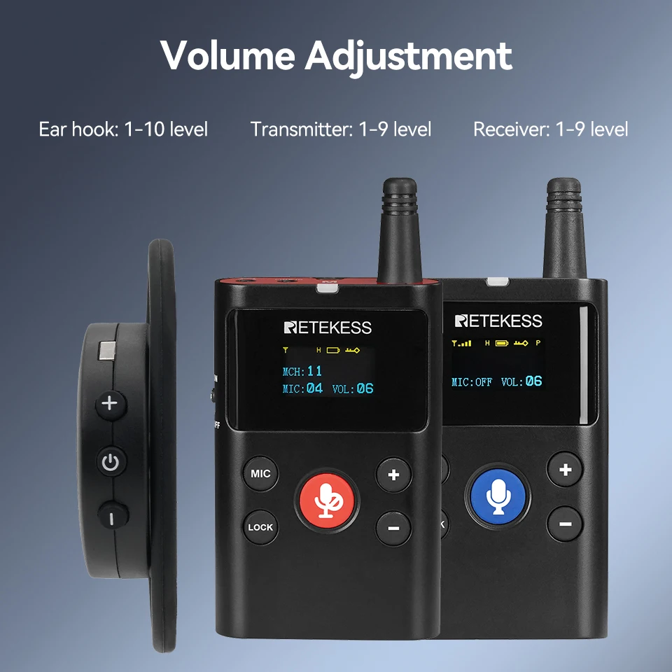 RETEKESS TT126R Tourguide-System Ohrhörer D-förmig für Fabriktraining, Reiten, Ausflüge, Dolmetschen, Konferenzen und Meetings – Detail 13