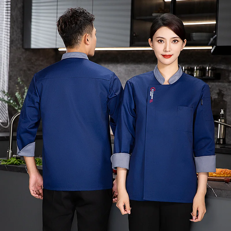 남성 레스토랑 셰프 재킷 긴팔 셰프 유니폼 요리사 코트 셰프 티셔츠 작업복 웨이터 호텔 의류 맞춤형 로고