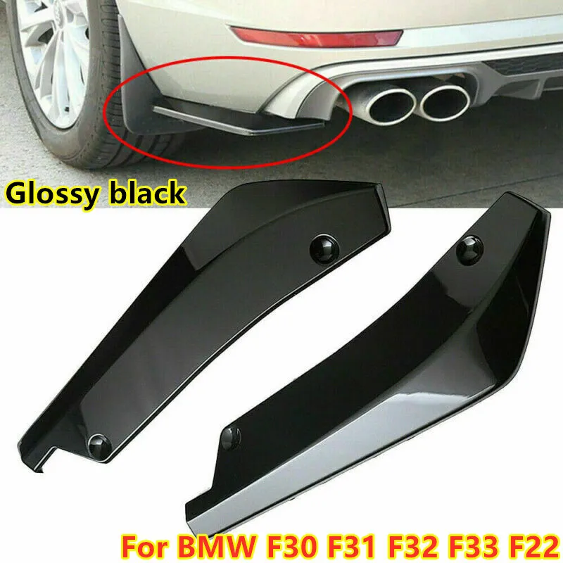 

For BMW F30 F31 F32 F33 F22 Glossy Black Rear Bumper Splitter Diffuser Canards