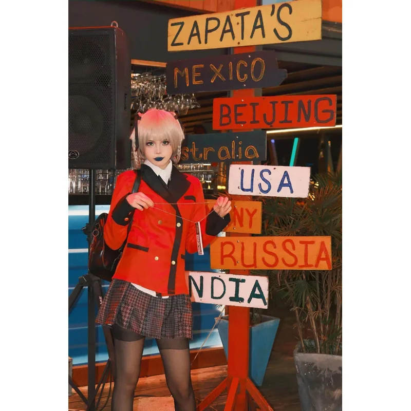 Anime Kakegurui Costume Cosplay Kirari Momobami Uniforme Yumeko Sayaka Giocatore d'azzardo compulsivo Ragazza della scuola giapponese Gonna a pieghe Vestito