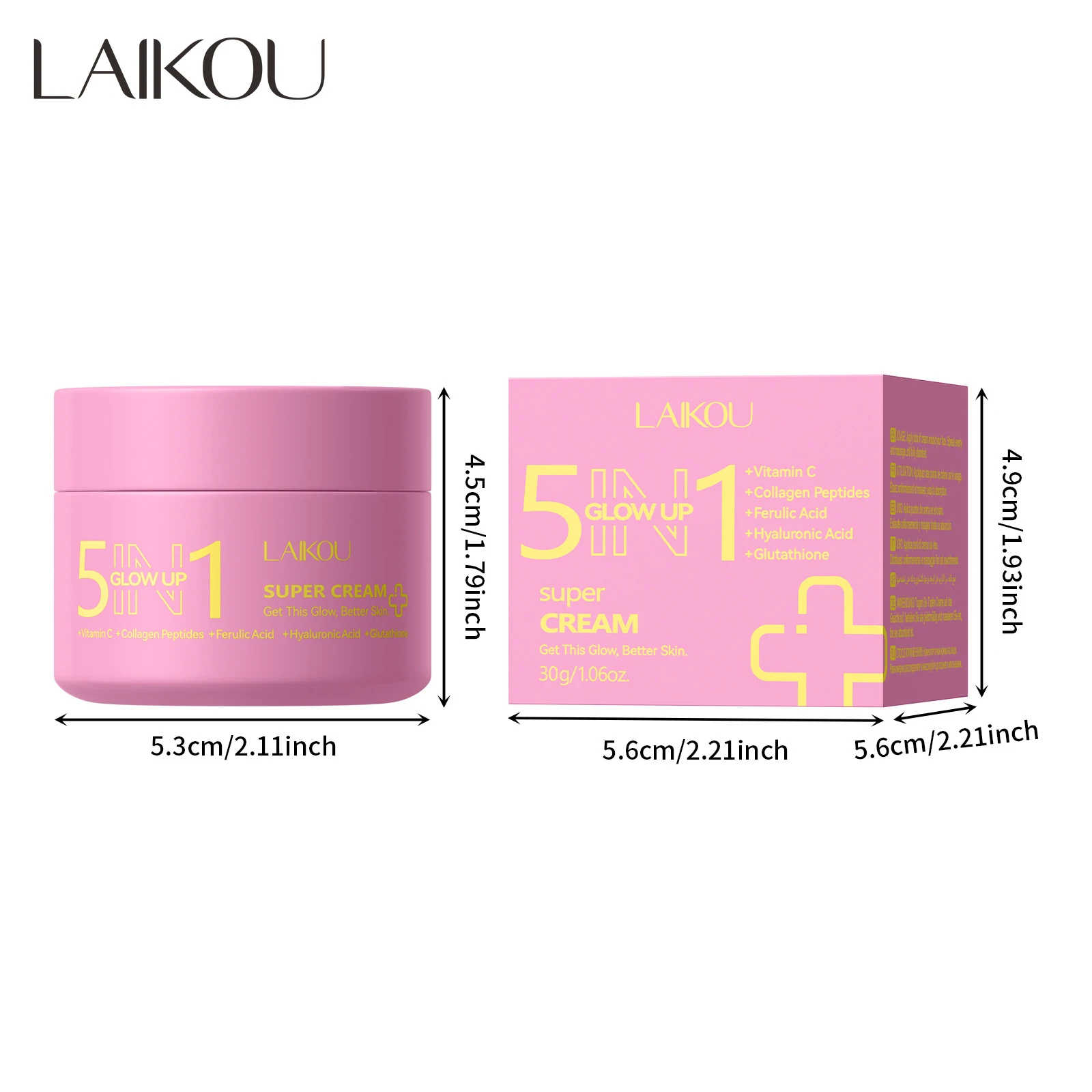 

LAIKOU 30g Five-In-One Cream Brightens And Moisturizes Lightweight, Non-Greasy And Anti-Wrinkle, Suitable For All Skin Types.