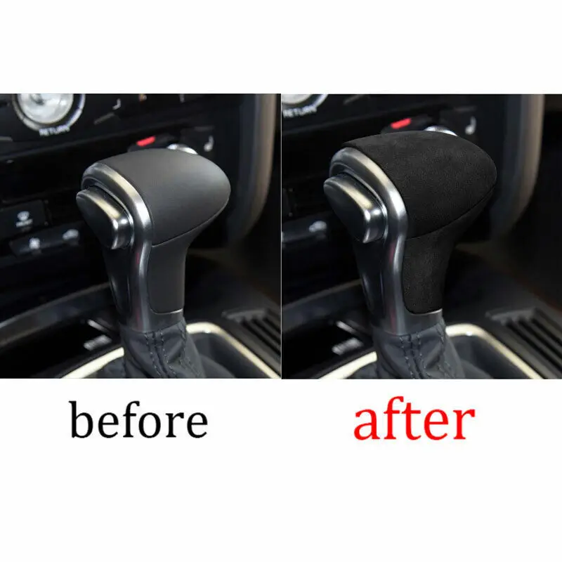 

New Suede Leather Gear Shift Knob Cover Overlays LHD Interior Trim For Audi A4L A5 A6L S6 A7 Q5 Q7 Car Accessories Auto