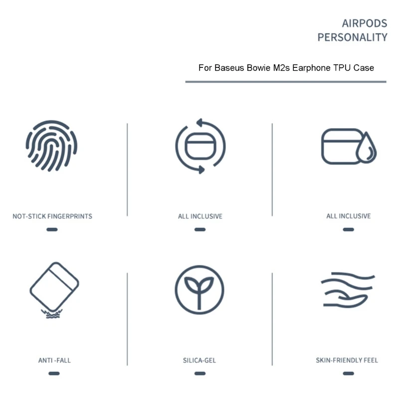 Fone de ouvido choque habitação capa Skin-friendly para Baseus-Bowie M2s lavável-Shell protetor antiderrapante manga resistente ao impacto