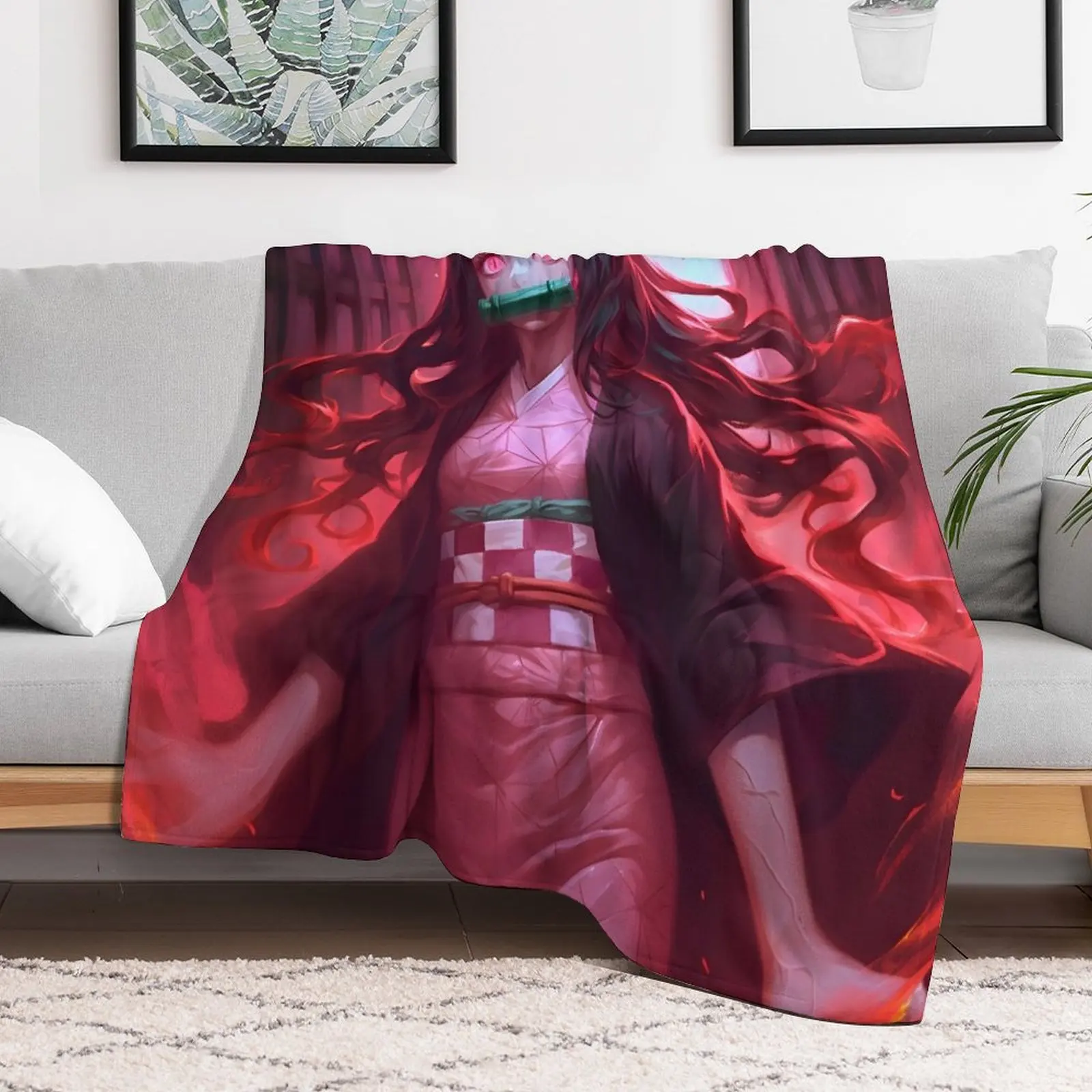 

Nezuko DS Cute Anime Girl Throw Blanket Retros cosplay anime Blankets