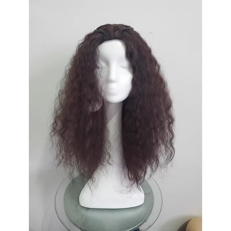 

Women's Long Curly Wavy Girl Brown Human Hair Wig