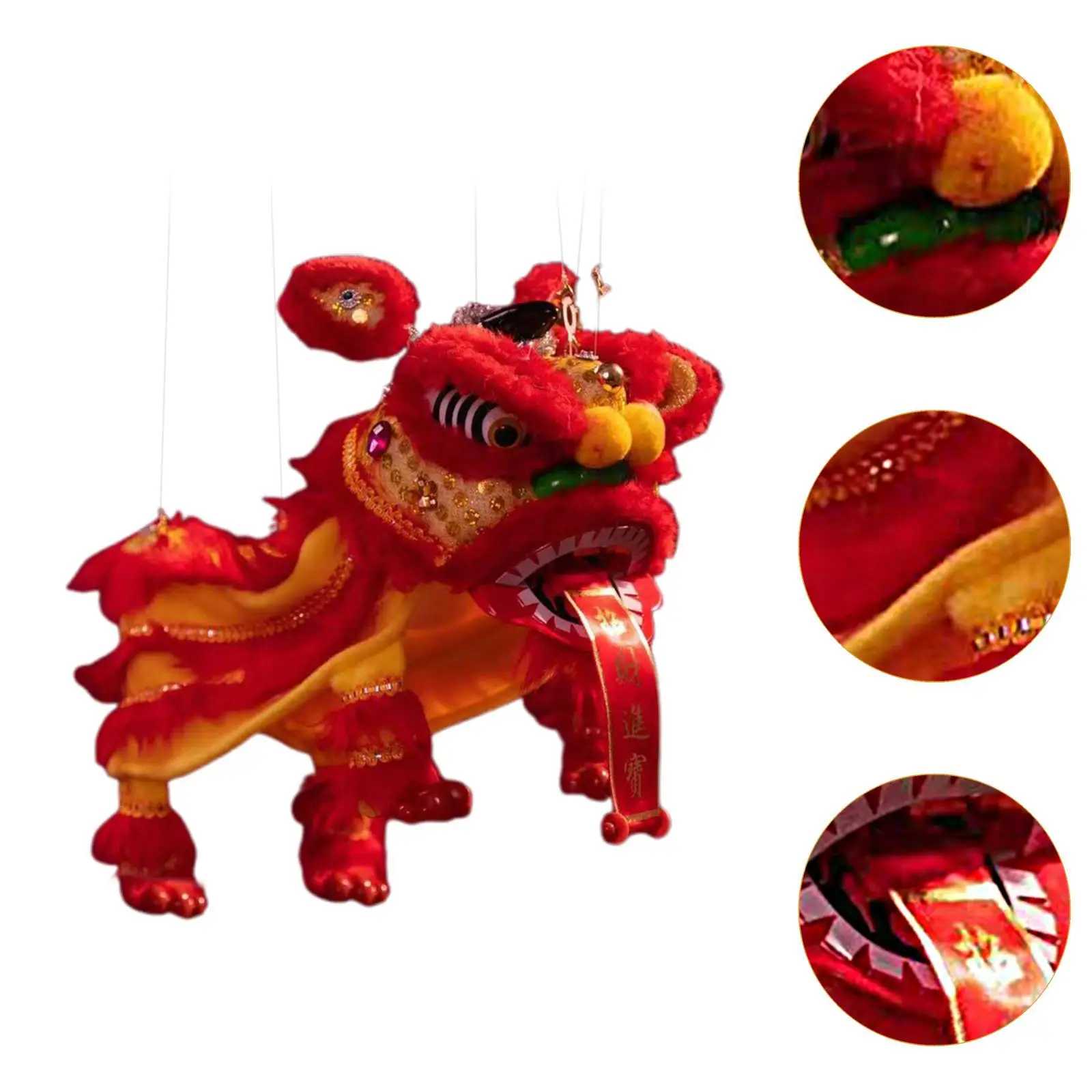 Brinquedo de leão marionete chinês, lembrança artesanal, criativo, resistente, decoração de ano novo chinês, corda de mão, festival de fantoches de dança de leão