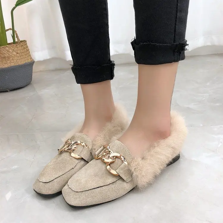 Spring Autumn Women Flat Loafers Luxury Fur Light Slip-on Casual Shoes Plush Leather Shoes British Modern Boots Botas De Mujer