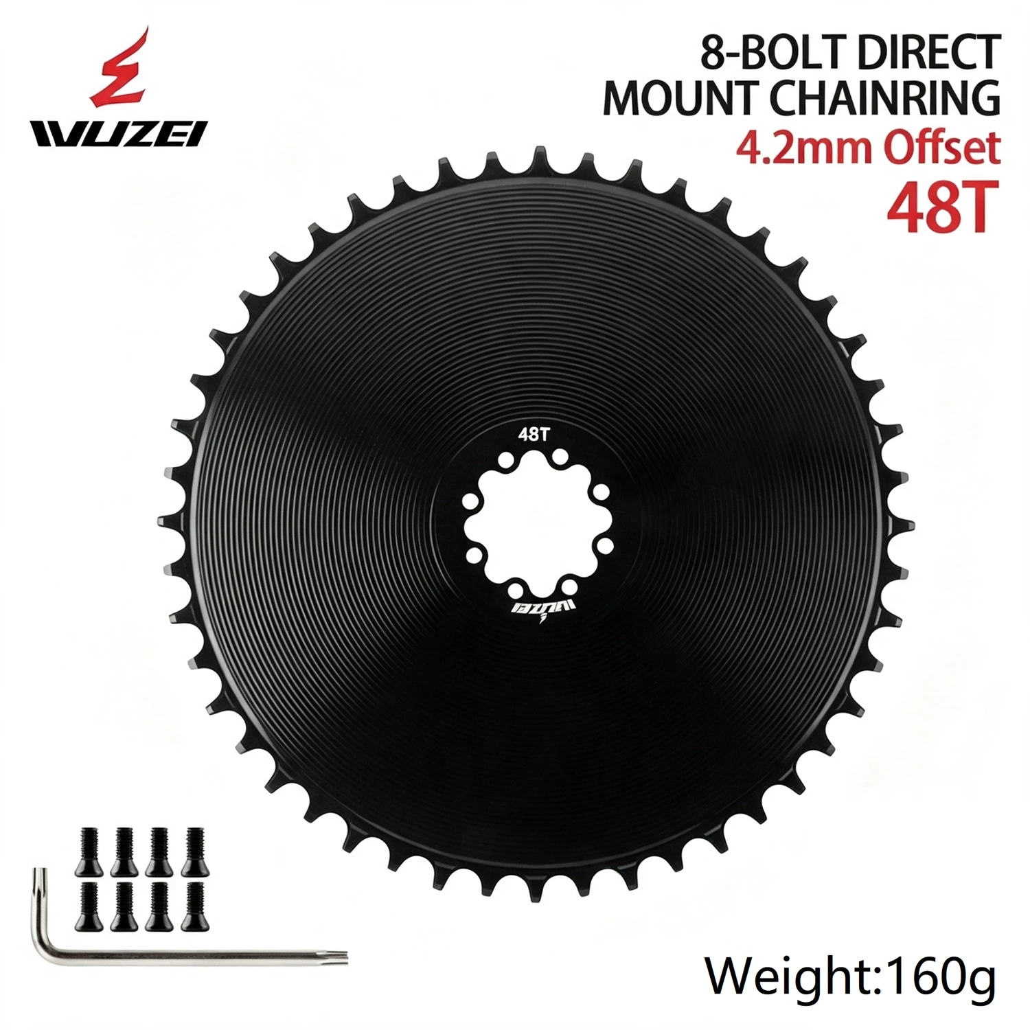 WUZEI Rennrad 8-Loch-Kettenblatt für SRAM AXS Force Red Flattop Kette 40T-58T 4,2mm Offset Fahrrad-Kettenblatt mit schmaler-breiter Krone – Detail 19