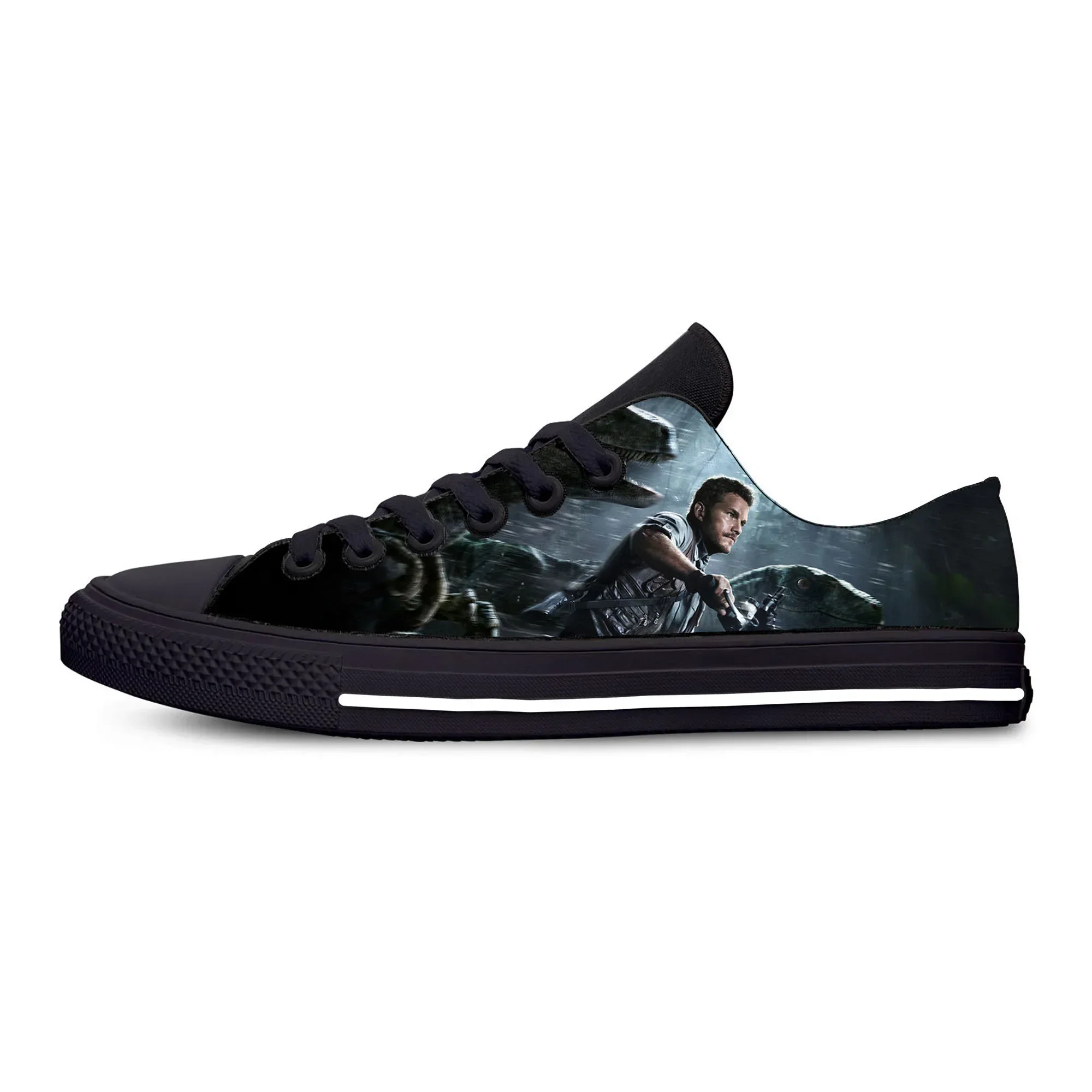 Mundo jurássico Low Top tênis para homens e mulheres, leve, respirável, engraçado, mais recente, casual, filme de dinossauro, legal, verão