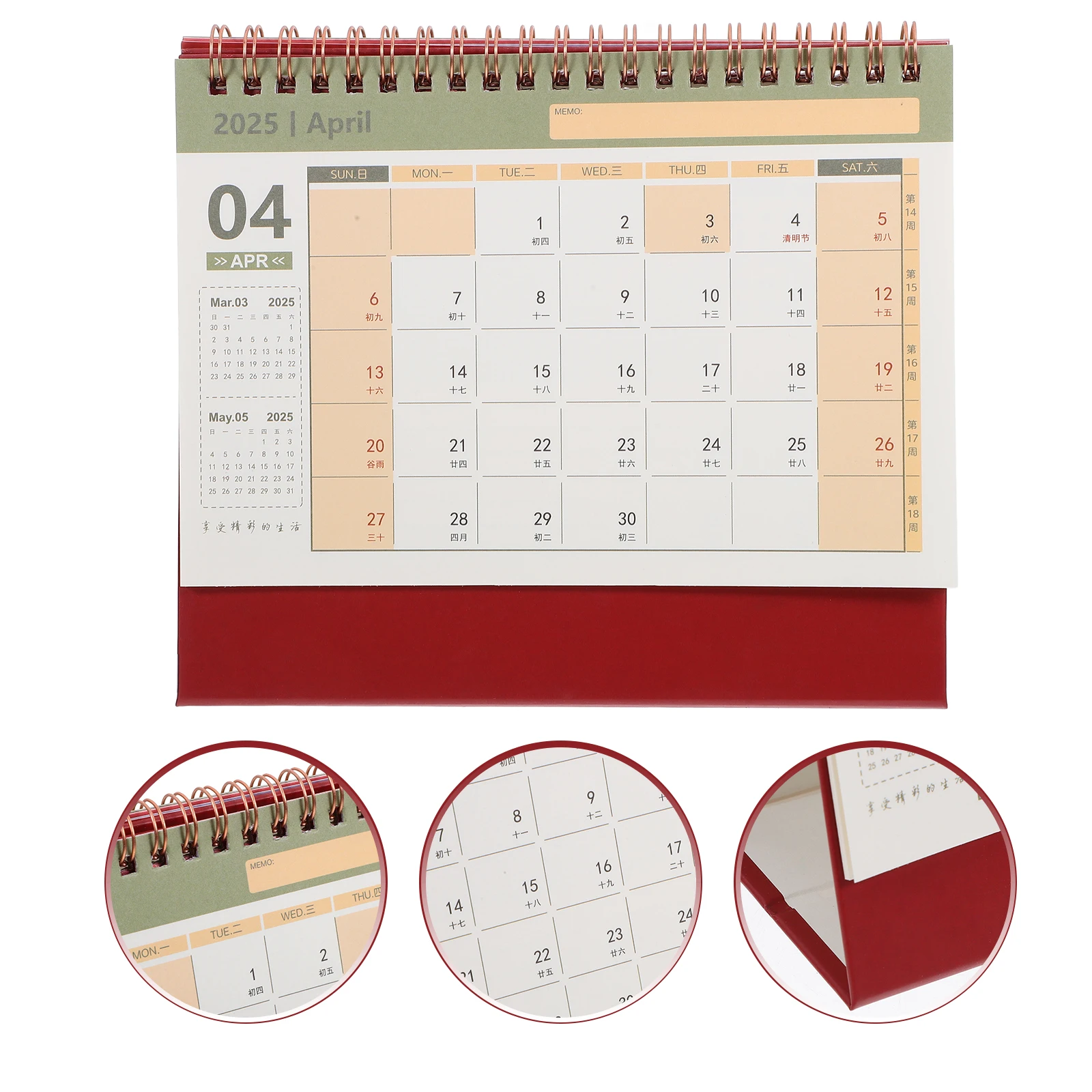 

Gold Stamping Calendar Desk Decorative Month Small Table Calenders Delicate Standing Paper Academic Year Calanders Office