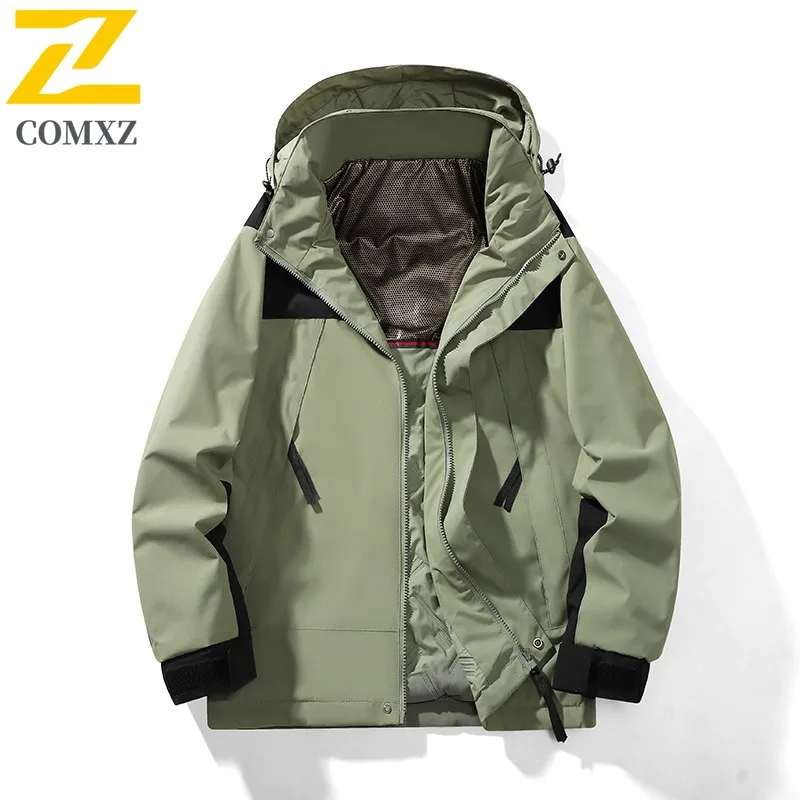 

COMXZ Мужская стеганая куртка премиум-класса, ветрозащитная теплая парка для кемпинга, повседневная легкая зимняя хлопковая куртка с капюшоном для путешествий