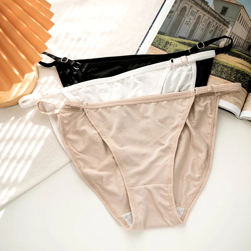 

3-Pack Women's Adjustable Plus Size Bikini Panties: Innocent-Sexy Vibe with Breathable Cotton (Sizes S-XL)