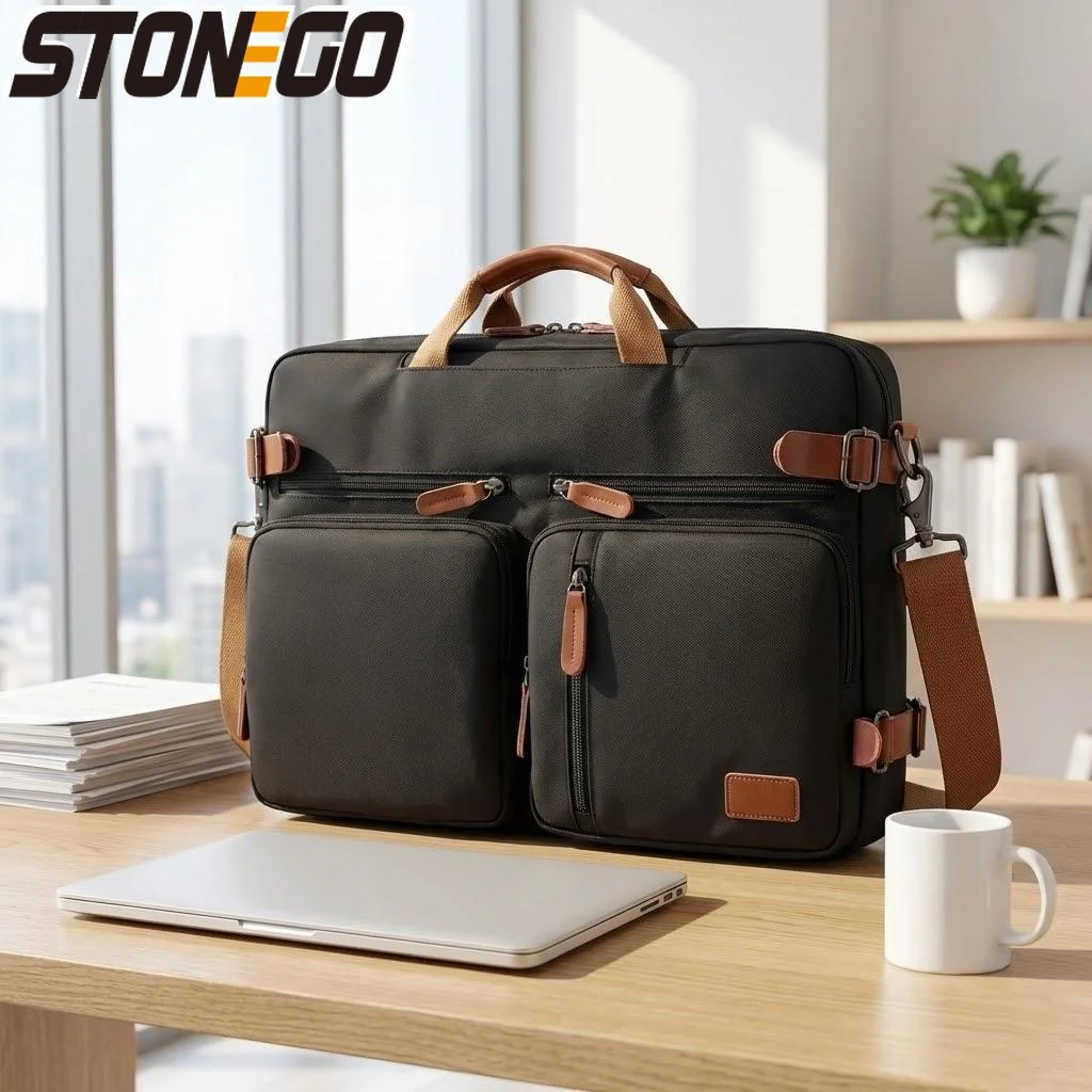 

Men's Convertible Laptop Backpack 15.6-17.3 inches Business Travel Shoulder Bag Durable Waterproof Messenger Bag