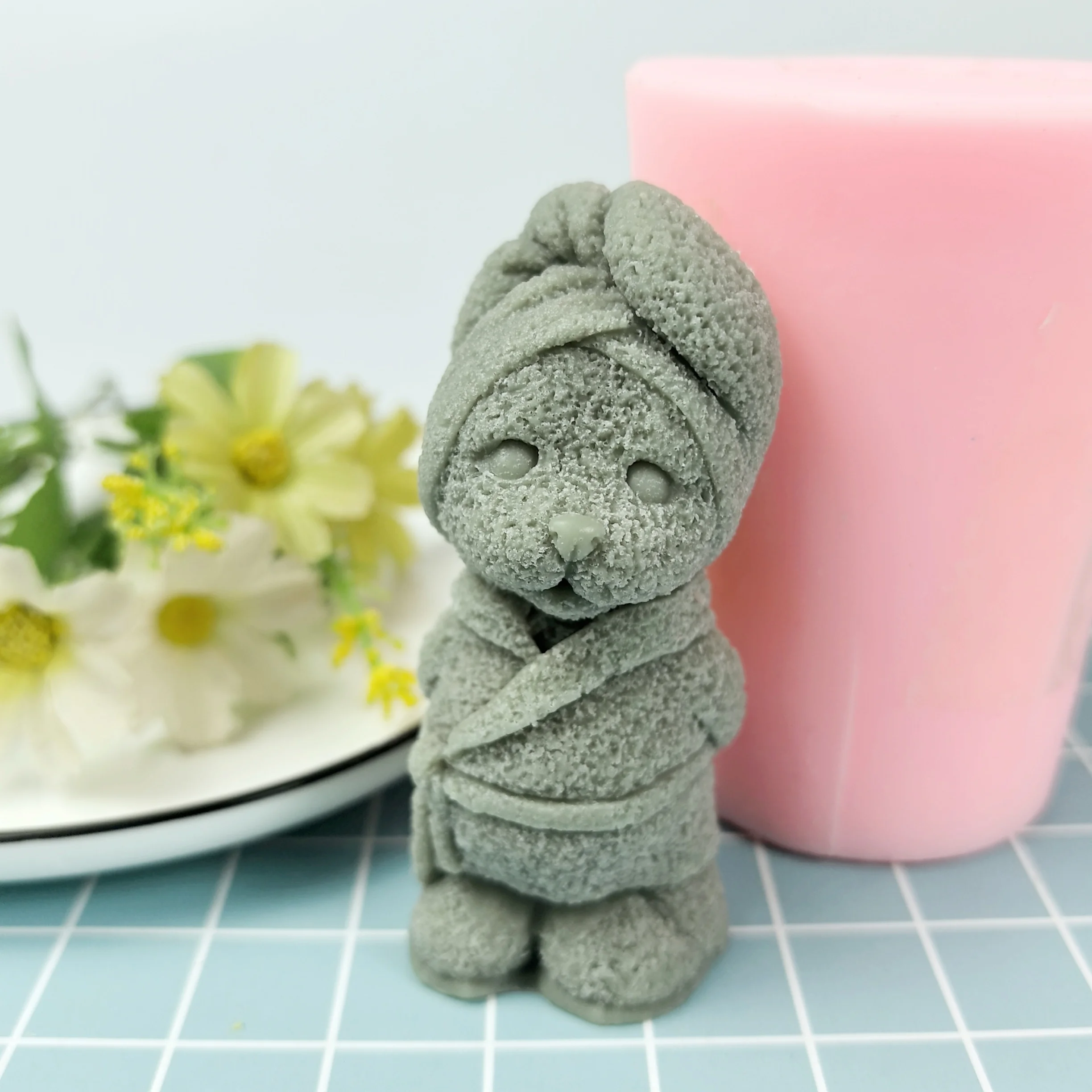 

Bears Candle Mold Animals Moulds Shower, Bathrobe, Shower Cap, Teddy Bear Soap Molds Silicone 3D Wedding Birthday Clay Resin