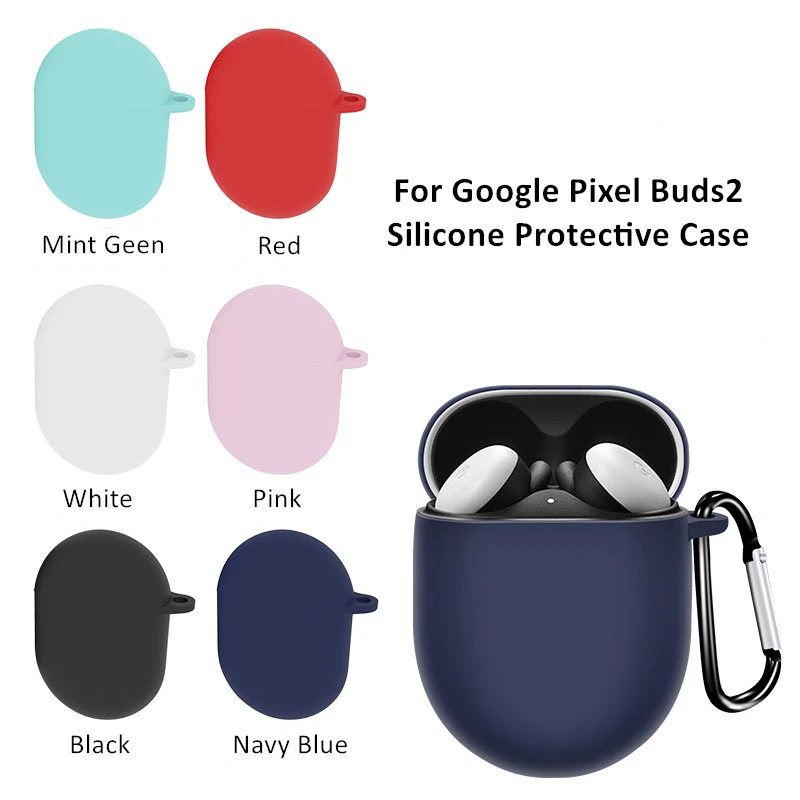 for Google Pixel Buds2 Case Silicone Cases Shockproof Protective Cover with Keychain