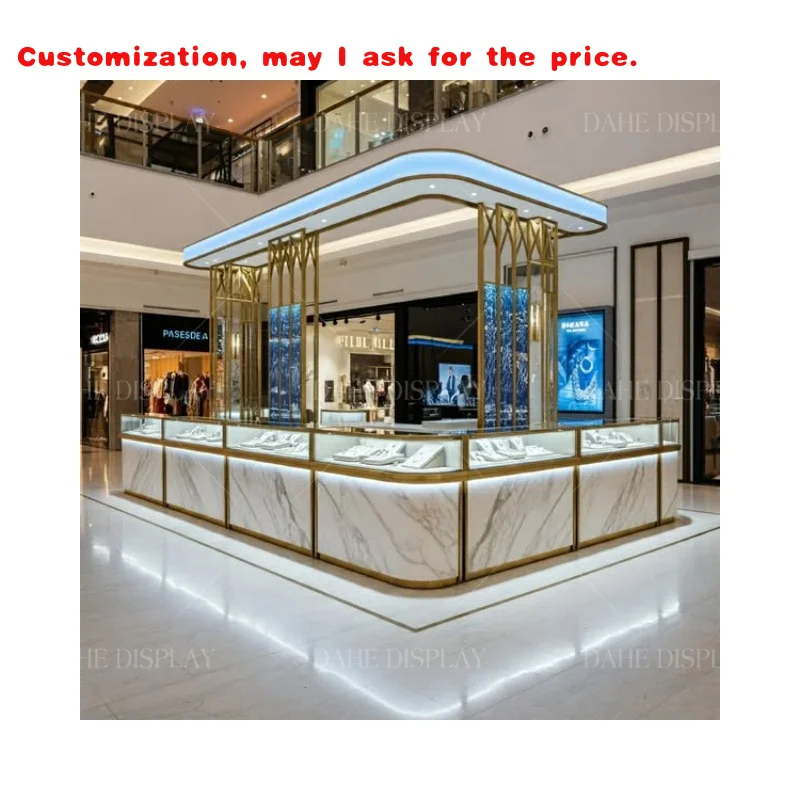 custom.Curved Fixture Counter Lockable Glass Vitrine Showcase Cabinet Design Interior Furniture Jewelry Accessory Mall Display S