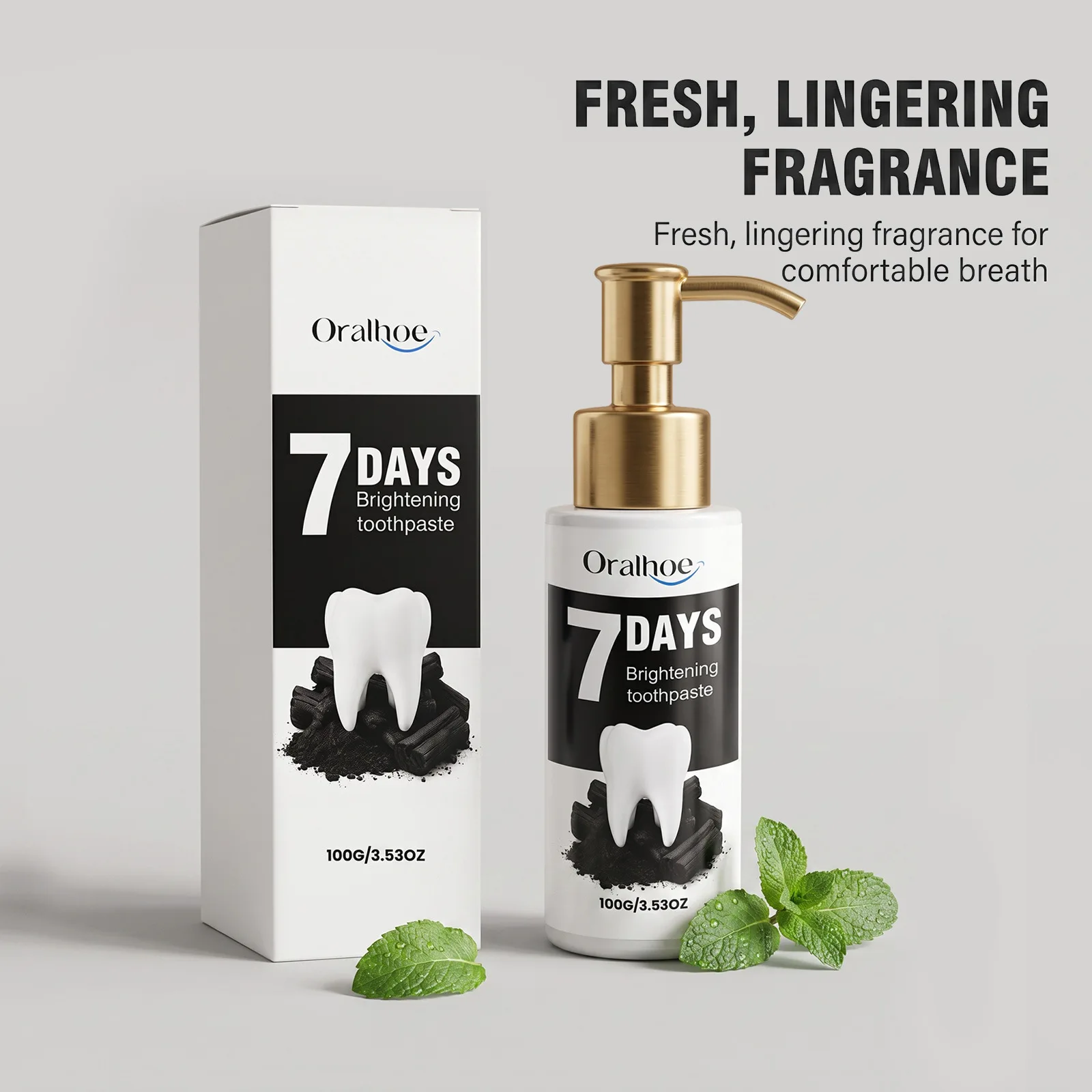 Oralhoe Teeth Whitening Toothpaste Gentle Cleaning Prevent Dental Cavities Remove Stain Fresh Breath Mint Flavor Daily Oral Care
