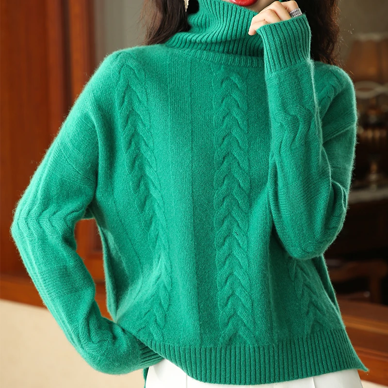 

Winter 2022 Korean Fashion Female Knitwears Plus Size Woman Clothing Thicker Warm Sweater 100% Goat Cashmere Knitted Pullovers