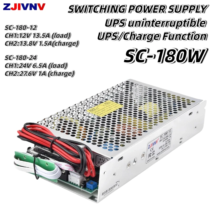 

ZJIVNV 180W Switching Power Supply with UPS Function Lead-acid Battery Charge Equipment Power Supply Demand SC-180-12 SC-180-24
