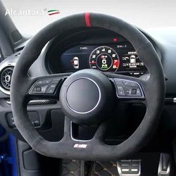 Real Alcantara Braiding Steering Wheel Cover for Audi A3 8V S3 A4 B9 Avant A5 F5 A1 8X Sportback SQ2 RS 4 2015 2016-2019 Styling