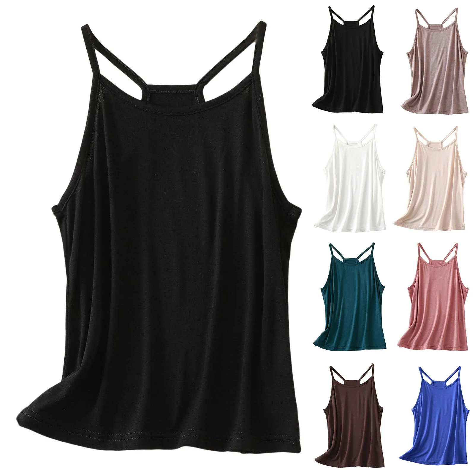 

Women's Scoop Neck Sleeveless Knit Ribbed Fitted Casual Crop Tank Top Camisole for Women Cotton Lace