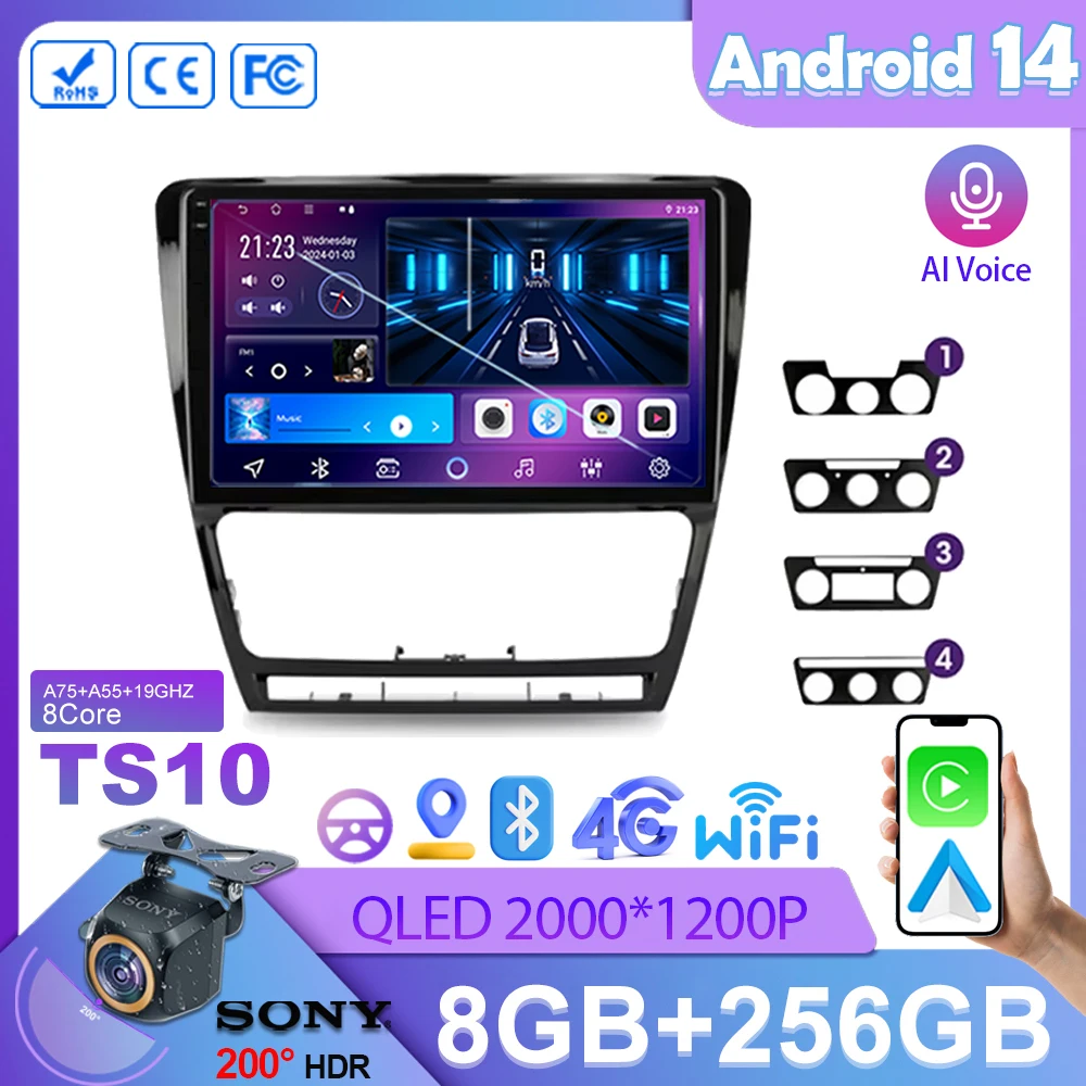 

Android 14 For Skoda Octavia 2 A5 2004 - 2013 Car Radio Multimedia Video Player Navigation stereo No 2 din Carplay DVD Head Unit