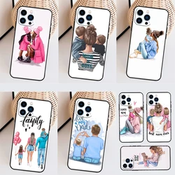Baby Mom Daughter Girl Son Dad Case For iPhone 11 12 13 14 16 15 Pro Max Mini X XS Max XR Plus Cover Coque