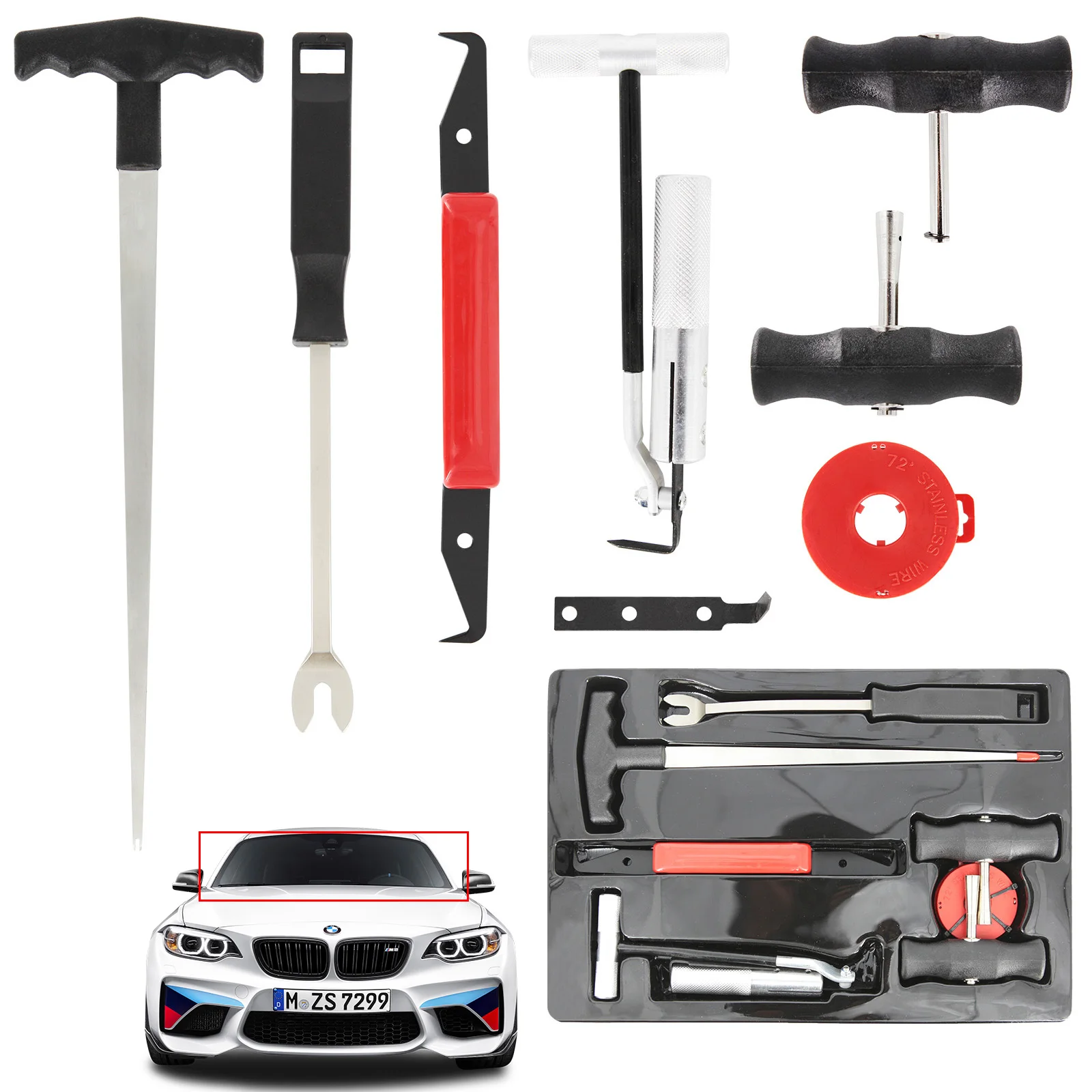 Kit de herramientas de corte profesional para coche, removedor de parabrisas de furgoneta, eliminación de vidrio de ventana, herramientas de