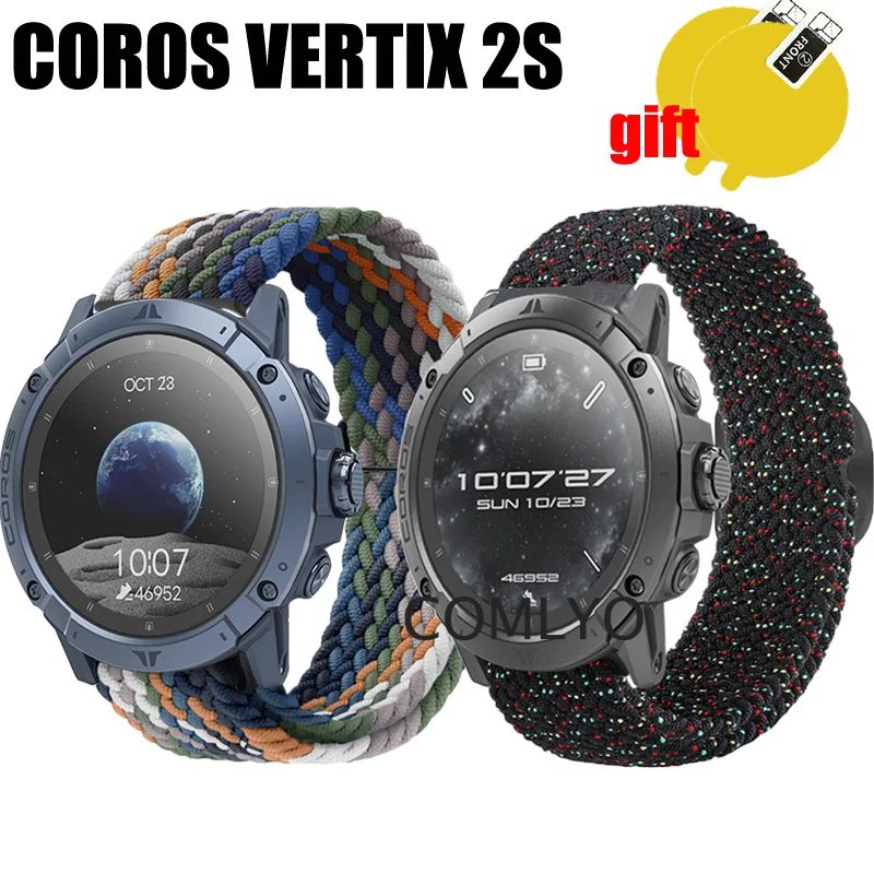 

Эластичный нейлоновый ремешок для смарт-часов COROS VERTIX 2S, мягкий спортивный ремешок для мужчин и женщин, Защитная пленка для экрана