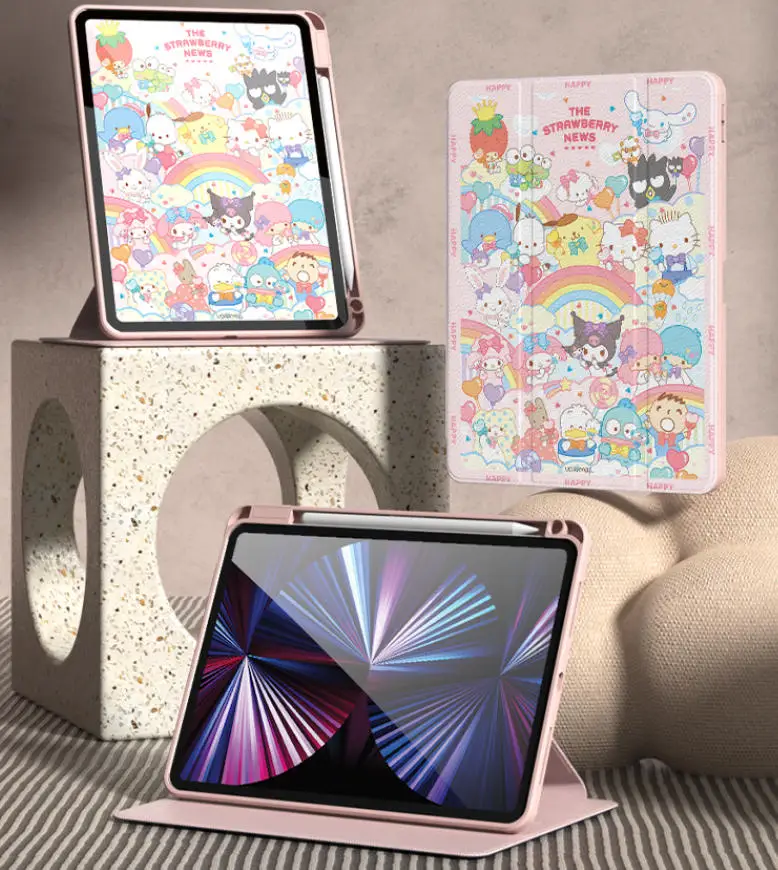 سانريو كورومي لجهاز iPad حافظة آيباد كيس آيباد A16 برو 9th 10th 11th 10.9in Gen حافظة كمبيوتر لوحي Air 4 5 6 Mini 6 7 حامل غطاء حماية