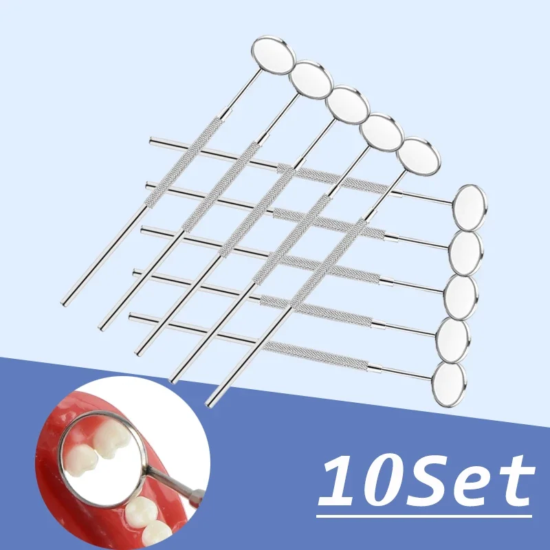 10 Set Dental Mouth Mirrors Checking Mirrors Stainless Steel Teeth Whitening Clean Oral Supplies Tools - Image 2