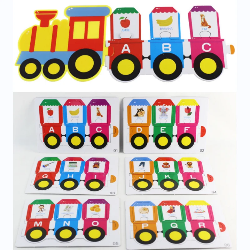 Innovazione Alfabeto per bambini Treno Puzzle Forma geometrica Giocattolo Riconoscimento delle parole Cognizione Montessori Giochi per bambini Regali