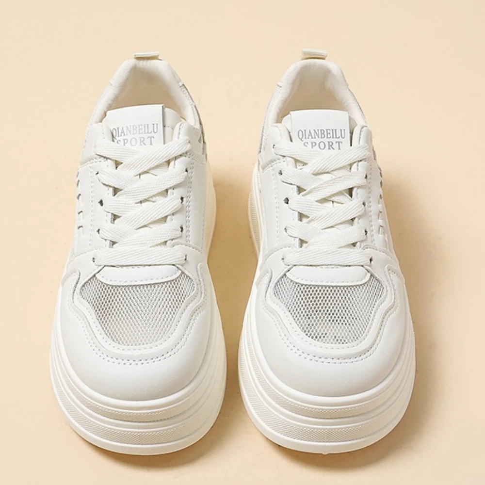 Women's Thick Bottom Sneakers New Spring Casual Breathable Mesh Shoes Comfortable Lightweight Shockproof Slip-On Sports Shoes